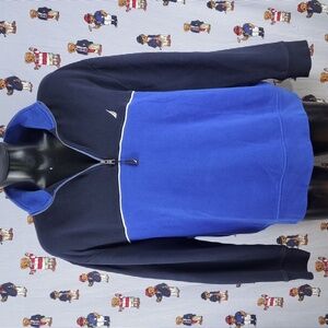 Nautica 1/4 zip Navy blue & royal blue casual 2XL med weight preppy sweatshirt